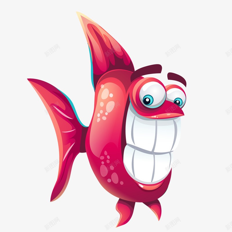 卡通笑嘻嘻的鲨鱼png免抠素材_新图网 https://ixintu.com 动物设计 卡通 水生物 海底 红色 鲨鱼
