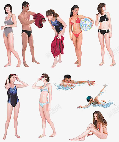 游泳png免抠素材_新图网 https://ixintu.com 女人 比基尼 沙滩 沙滩上的女人 游泳 玩水 男人