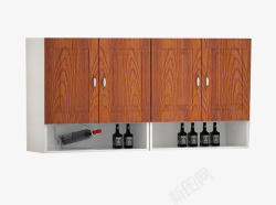 棕色木头厨房橱柜台面厨房酒柜吊柜高清图片