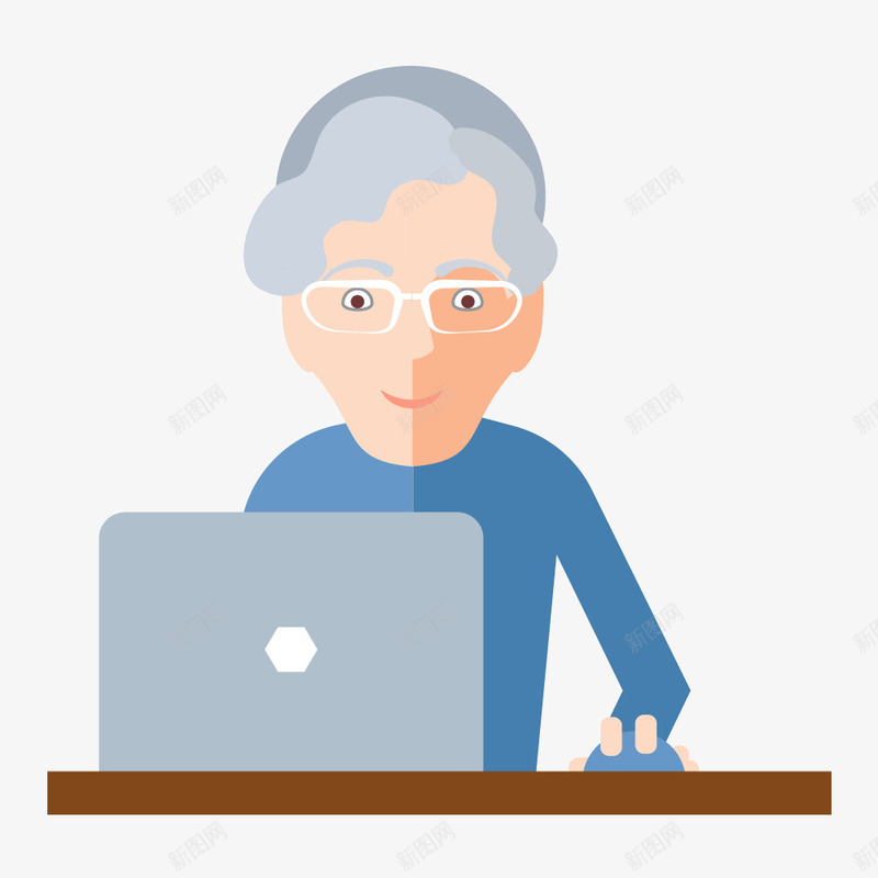 老奶奶上网png免抠素材_新图网 https://ixintu.com 电脑 白发 素材 老人 老婆婆卡通