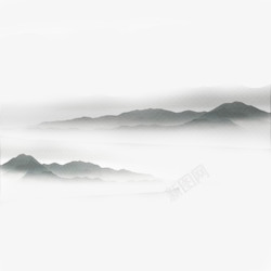 山水风景中国风手绘水墨风景山高清图片