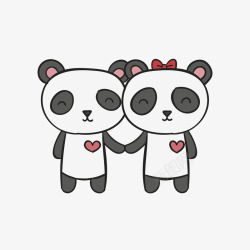 爱情熊猫熊猫卡通爱情动物矢量图高清图片