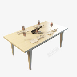 纯色桌子一个简单纯色北欧餐桌高清图片