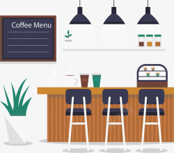 咖啡厅样机原木色咖啡厅桌子矢量图高清图片