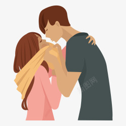 卡通亲吻中的情侣国际接吻日甜蜜亲吻矢量图高清图片