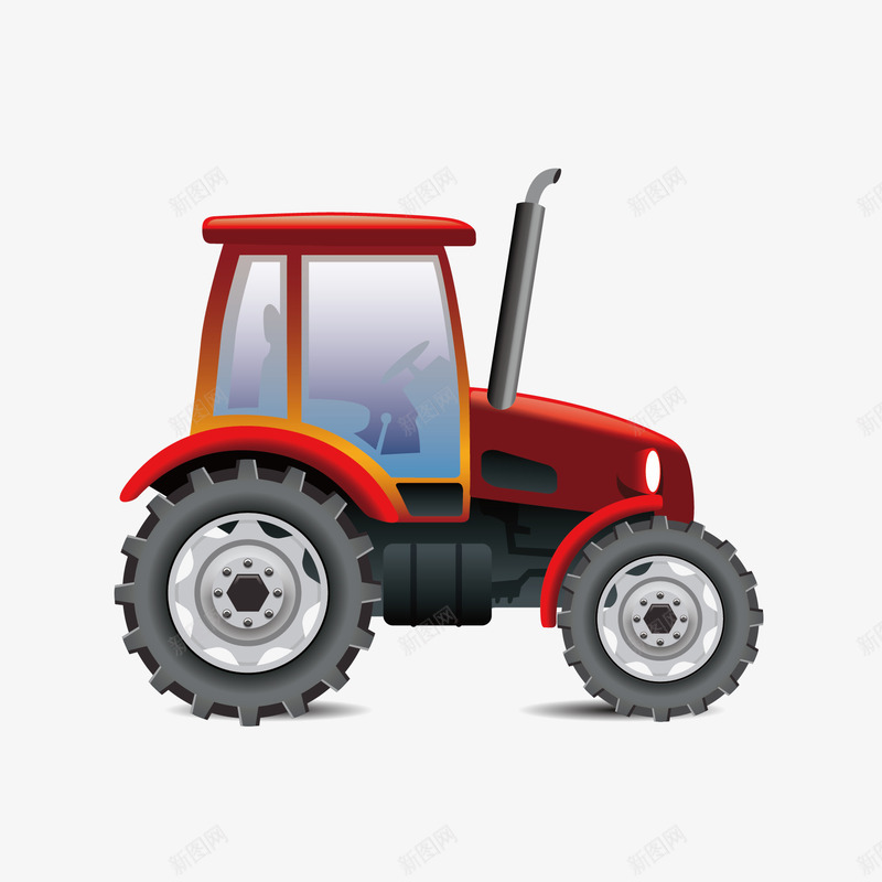 拖拉机png免抠素材_新图网 https://ixintu.com 农用 手绘 拖拉机 汽车 红色 车辆 轮胎