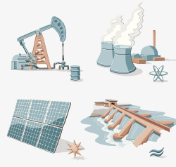 工厂污染城市建设能源插画高清图片