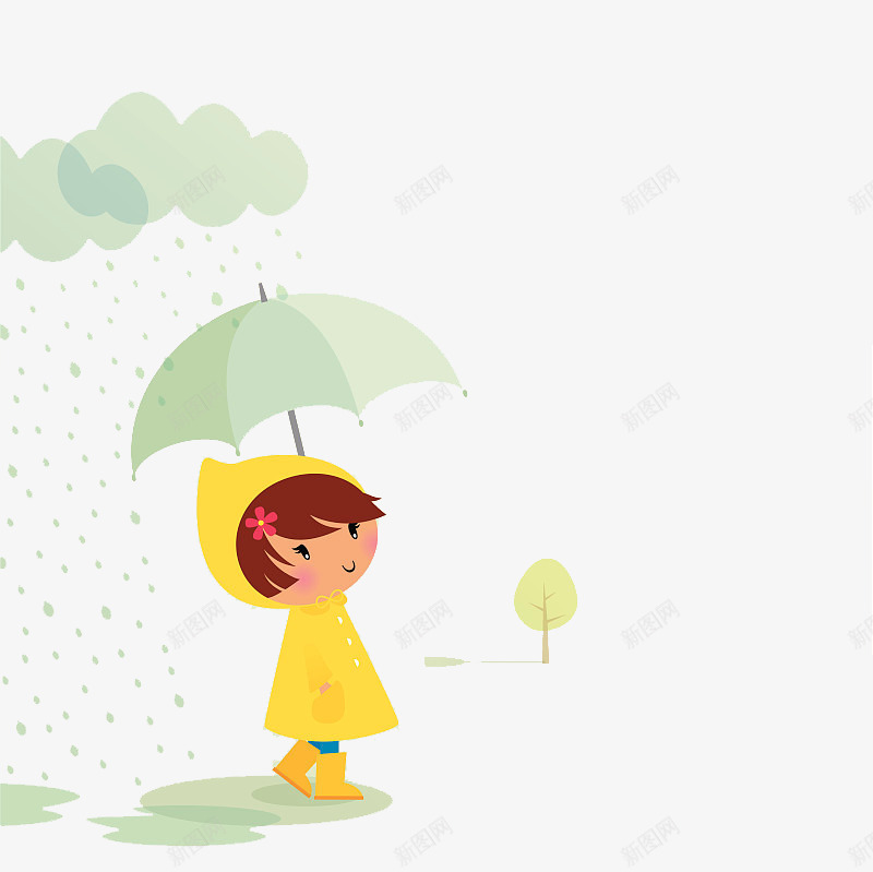 可爱卡通插图下雨天撑伞的小女孩png免抠素材_新图网 https://ixintu.com 下雨了 下雨天 卡通插图 可爱 小女孩 撑伞 雨伞