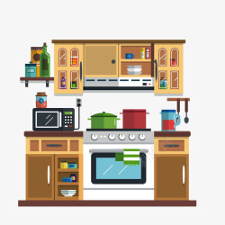 厨房煤气灶厨房简笔画彩色高清图片