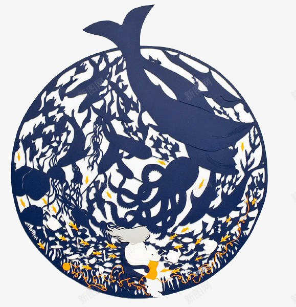 创意海底世界纸雕png免抠素材_新图网 https://ixintu.com 创意 唯美 海底世界 海豚 纸雕 艺术 雕刻