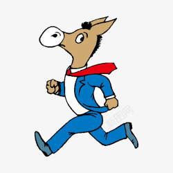 卡通手绘奔跑的驴先生素材