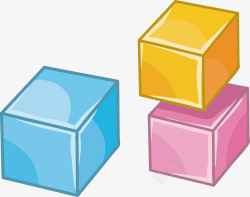 水彩立方体玩具素材