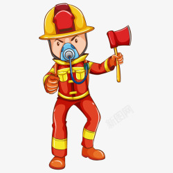 消防帽矢量一个手持消防斧的消防员矢量图高清图片