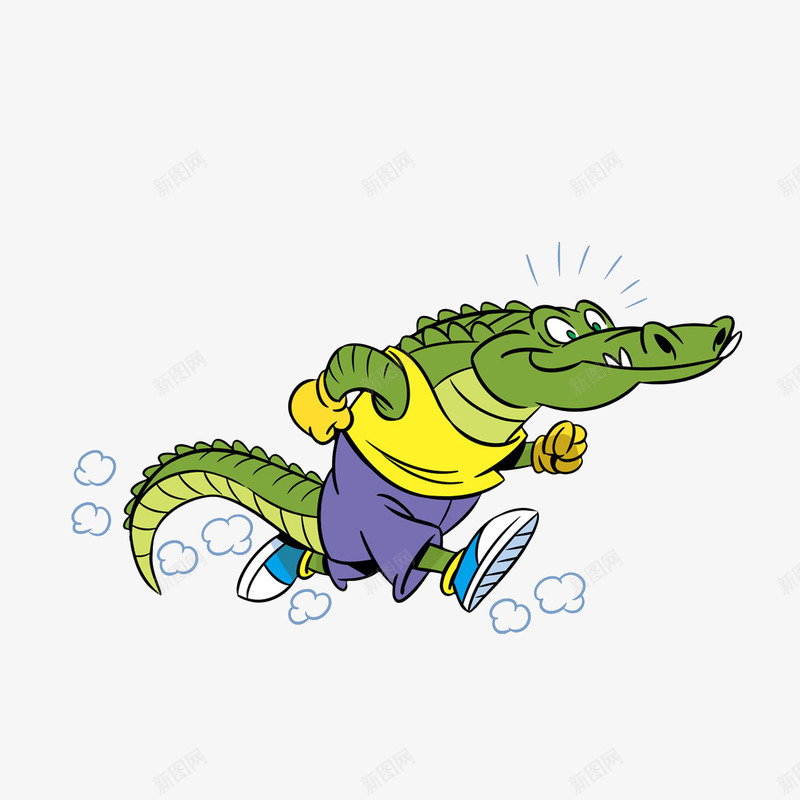 卡通快跑的鳄鱼psd免抠素材_新图网 https://ixintu.com 卡通手绘 大步跑 奔跑 快跑 快跑的鳄鱼 快速的跑