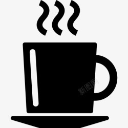 一杯咖啡杯图标矢量图热咖啡杯盘子上的图标高清图片