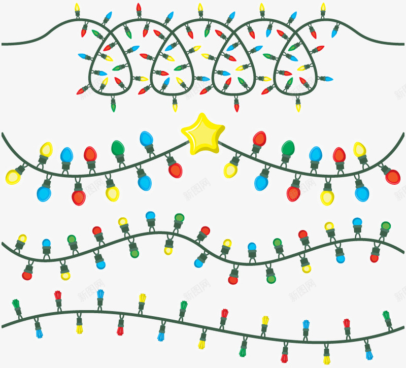 彩灯装饰png免抠素材_新图网 https://ixintu.com 圣诞彩灯 海报素材 矢量可编辑 节日彩灯