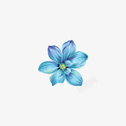 花瓣水墨蓝色花朵高清图片