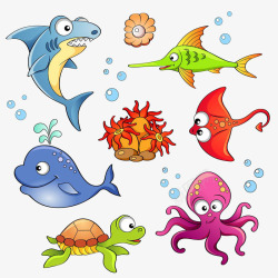 鱼泡泡海底动物图案高清图片