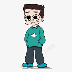 动漫人物男生戴眼镜的卡通男孩高清图片