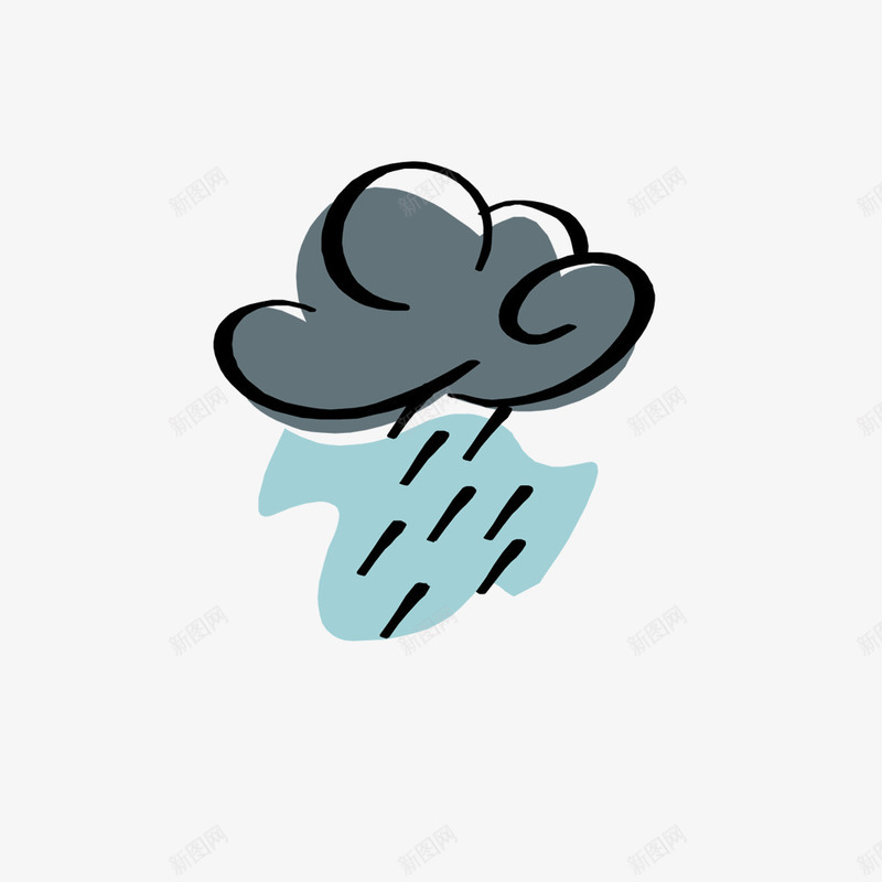 卡通下雨插画png免抠素材_新图网 https://ixintu.com 下雨 打雷 闪电