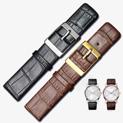 适配ck手表带黑色和棕色竹节纹手表带高清图片