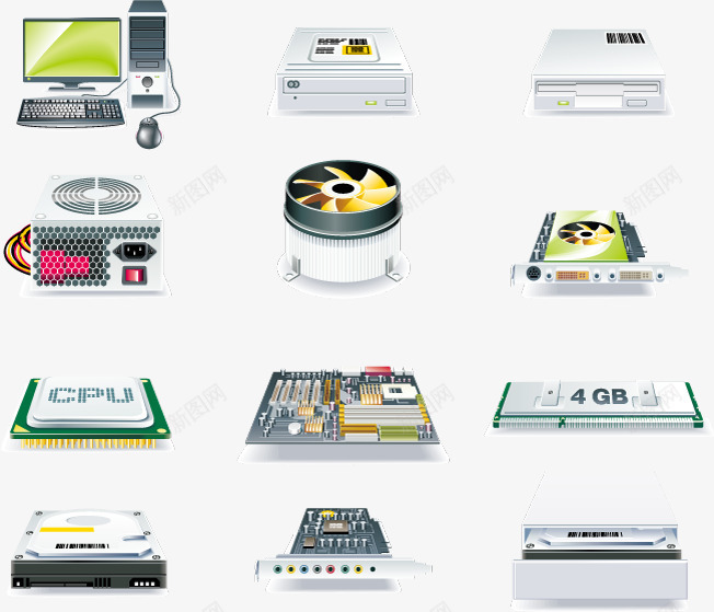 计算机科学和技术的图标矢量图eps_新图网 https://ixintu.com 图标 技术 电脑 电脑零件 矢量图