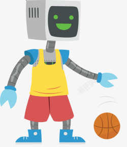 学习打篮球的机器人素材