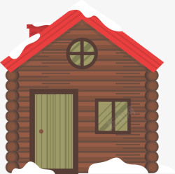 建筑素材石头屋红色屋顶森林木屋矢量图高清图片