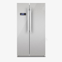 光亮拉丝对开门冰箱钛金拉丝双开门电冰箱高清图片