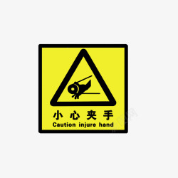 中英文提醒小心夹手警告图标高清图片