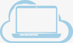 电脑连接图蓝色电脑云朵图图标高清图片