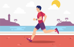 海边运动跑步的男人矢量图高清图片