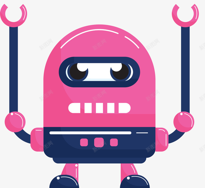 浅粉色卡通机器人png免抠素材_新图网 https://ixintu.com 人工智能机器人 卡通风格 扁平风格 智能化 浅粉色