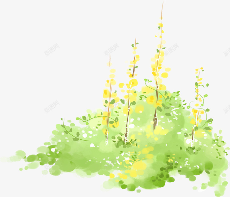 手绘黄绿色夏季植物png免抠素材_新图网 https://ixintu.com 夏季 植物 黄绿色