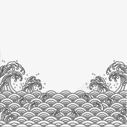 黑白海浪日式海浪花纹高清图片