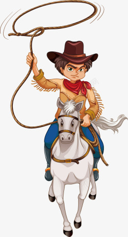 绳索套圈骑马飞奔的牛仔高清图片