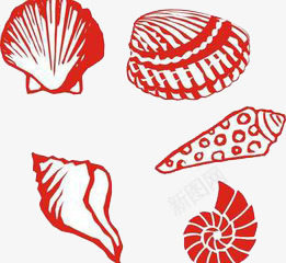 海底世界png免抠素材_新图网 https://ixintu.com 海星 海洋 海螺 红色 贝壳