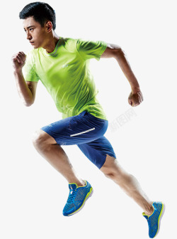男奔跑奔跑的绿衣男子高清图片