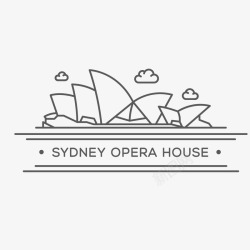旅游APP手绘卡通悉尼歌剧院简笔画高清图片