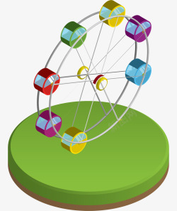 扁平化游乐场卡通游乐场立体插画矢量图高清图片