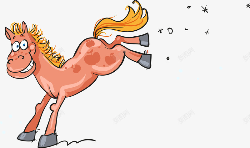 奔跑中的马png免抠素材_新图网 https://ixintu.com 卡通 奔跑中的马 手绘