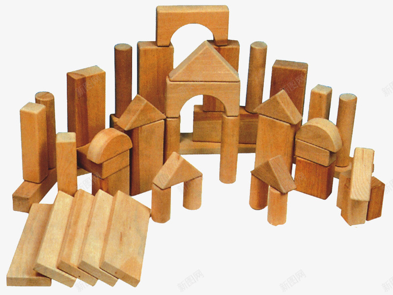 积木和木板png免抠素材_新图网 https://ixintu.com 三角形 原木积木 叠积木 圆柱体 堆叠 木头