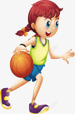 打篮球的女孩矢量图素材
