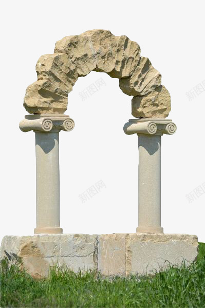 手绘石拱门png免抠素材_新图网 https://ixintu.com 建筑门窗 手绘 手绘拱门 拱门 白色拱门 石拱门 石柱 神殿柱子 罗马柱 草丛