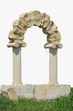 罗马柱手绘手绘石拱门高清图片