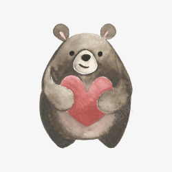 情人节棕色爱心熊插画矢量图素材