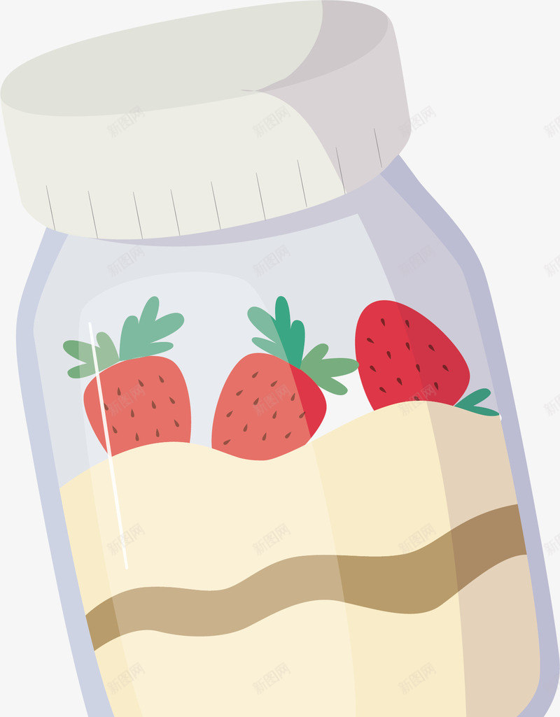 手绘草莓罐头png免抠素材_新图网 https://ixintu.com 创意 卡通 可爱 彩色的 手绘的 漫画 矢量的 简单 罐头 草莓