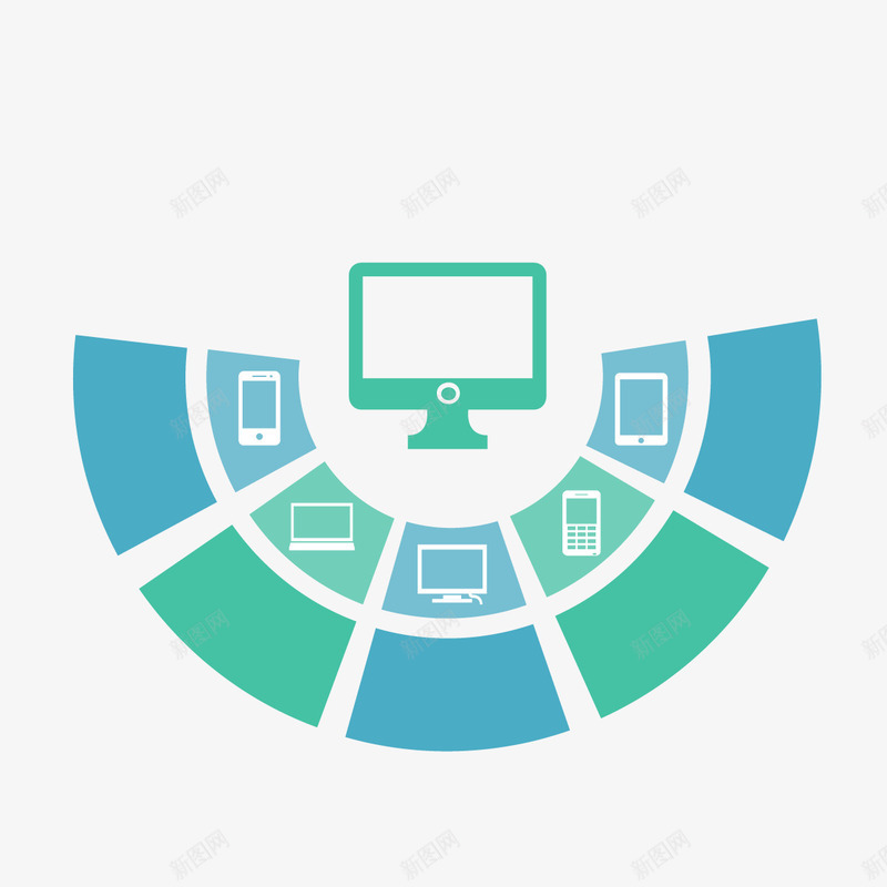 电脑扇形图png免抠素材_新图网 https://ixintu.com 扇形 电脑 矢量电脑 统计图
