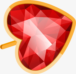 金边耳坠红色钻石爱心高清图片
