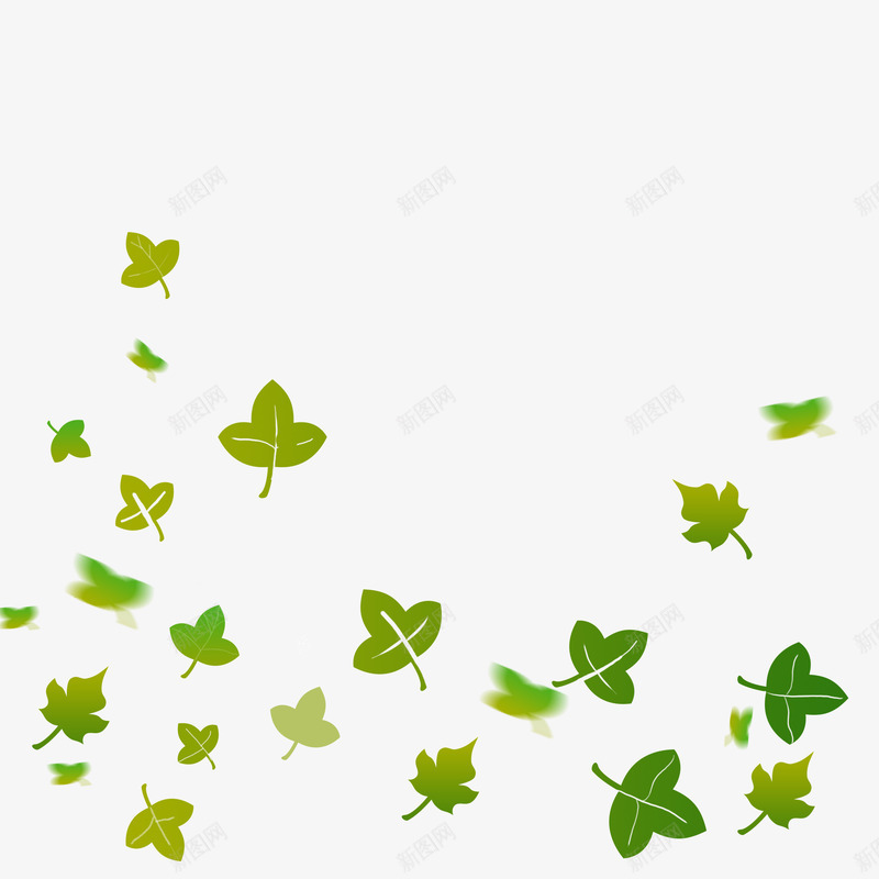 漂浮的叶子psd免抠素材_新图网 https://ixintu.com 叶子 手绘卡通 绿色植物叶子 绿色漂浮
